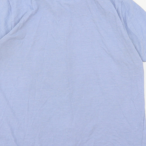 Easy  Mens Blue  Cotton  Button-Up Size L Collared Button