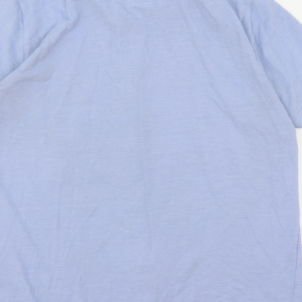 Easy  Mens Blue  Cotton  Button-Up Size L Collared Button