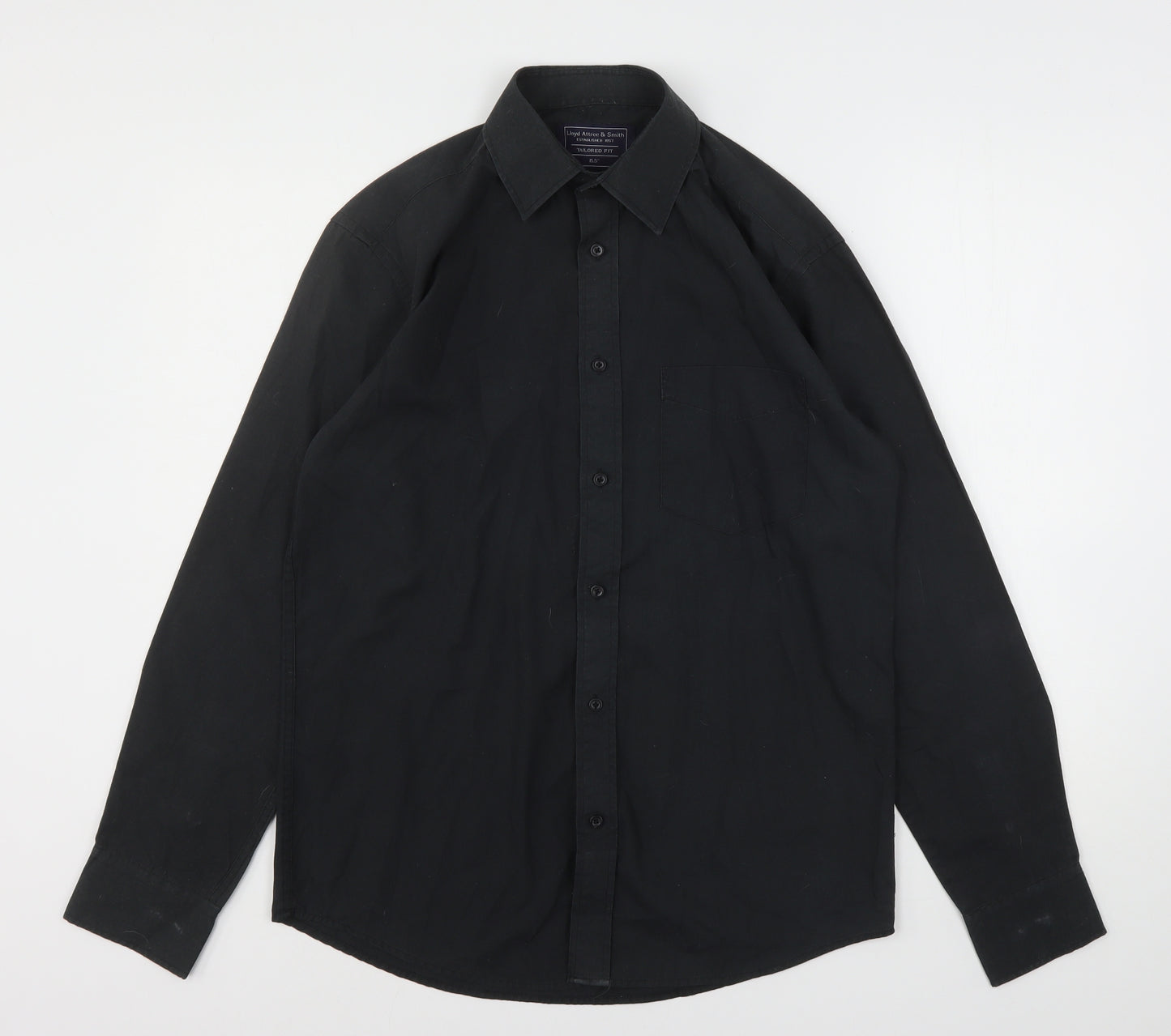 Lloyd Attree & Smith Mens Black  Cotton  Dress Shirt Size 15.5 Collared