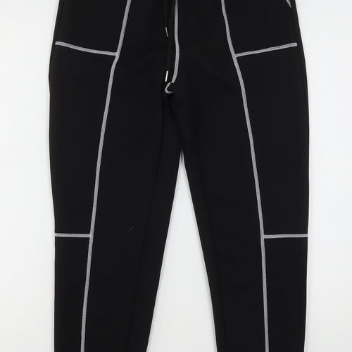 Shien  Womens Black  Polyester Sweatpants Trousers Size S L28 in Regular Drawstring