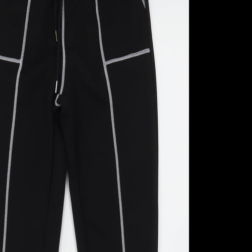 Shien  Womens Black  Polyester Sweatpants Trousers Size S L28 in Regular Drawstring