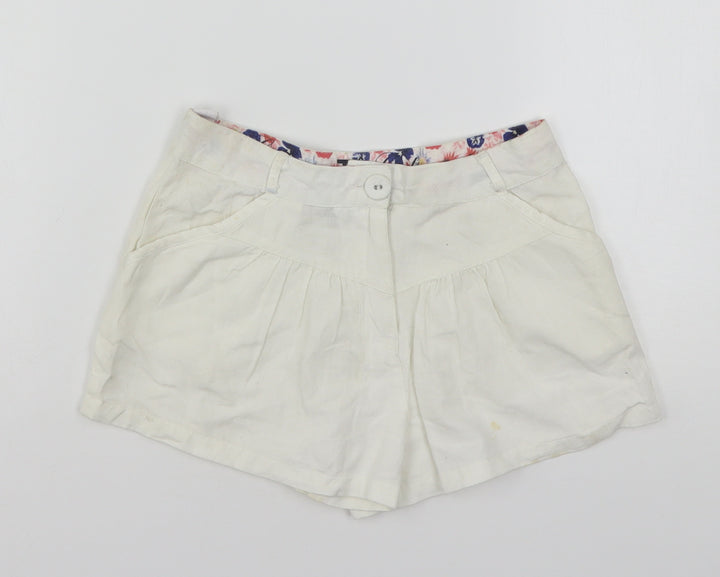 TU Girls White Cotton Mom Shorts Size 8 Years Regular Buckle