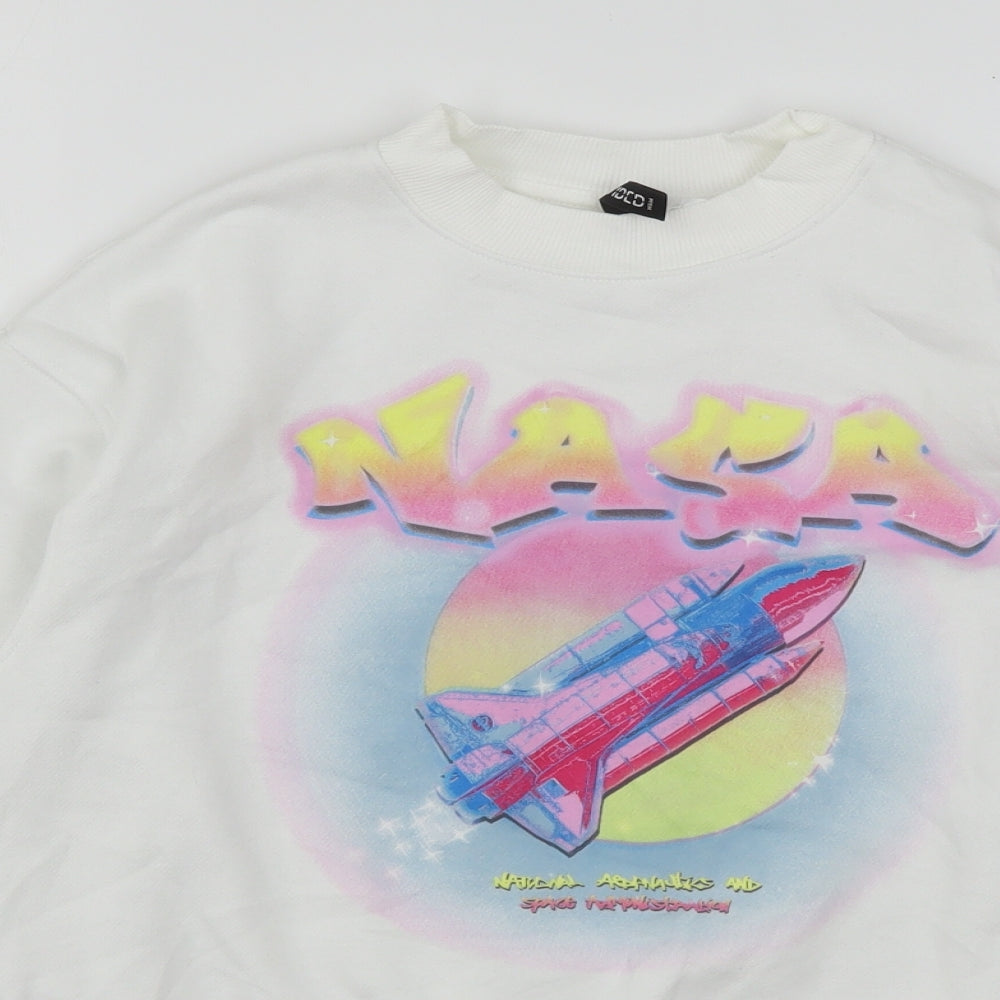 H&M Womens White  Cotton Pullover Sweatshirt Size S   - NASA