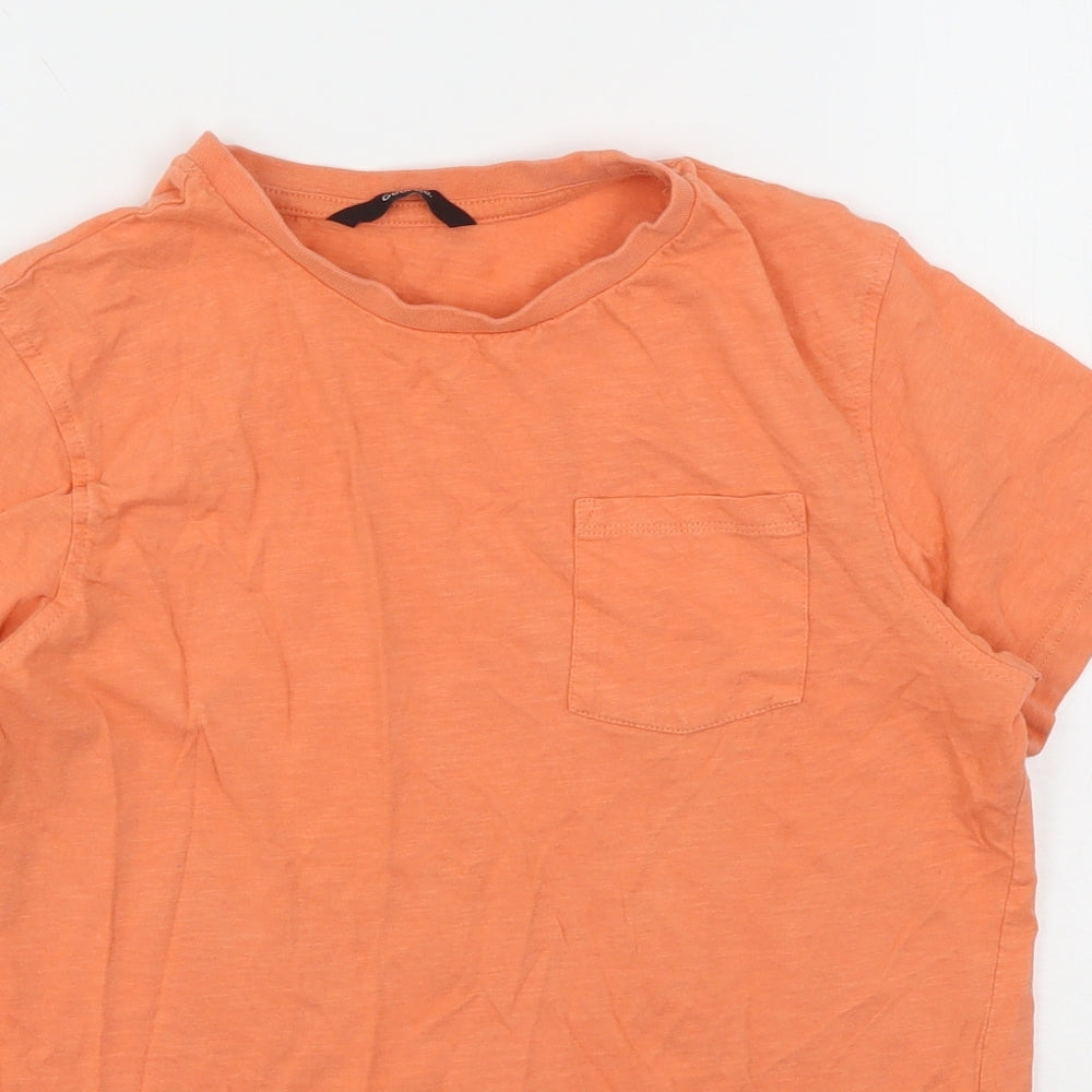 George Boys Orange  Cotton Basic T-Shirt Size 13-14 Years Round Neck