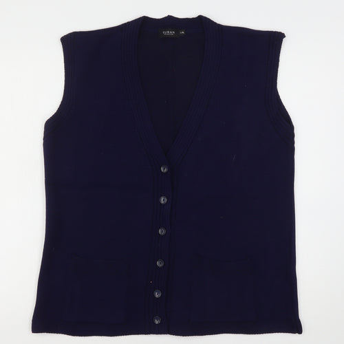 Guran Womens Blue V-Neck  Acrylic Cardigan Jumper Size L