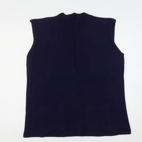 Guran Womens Blue V-Neck  Acrylic Cardigan Jumper Size L