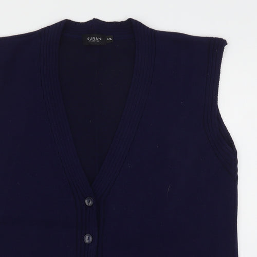 Guran Womens Blue V-Neck  Acrylic Cardigan Jumper Size L