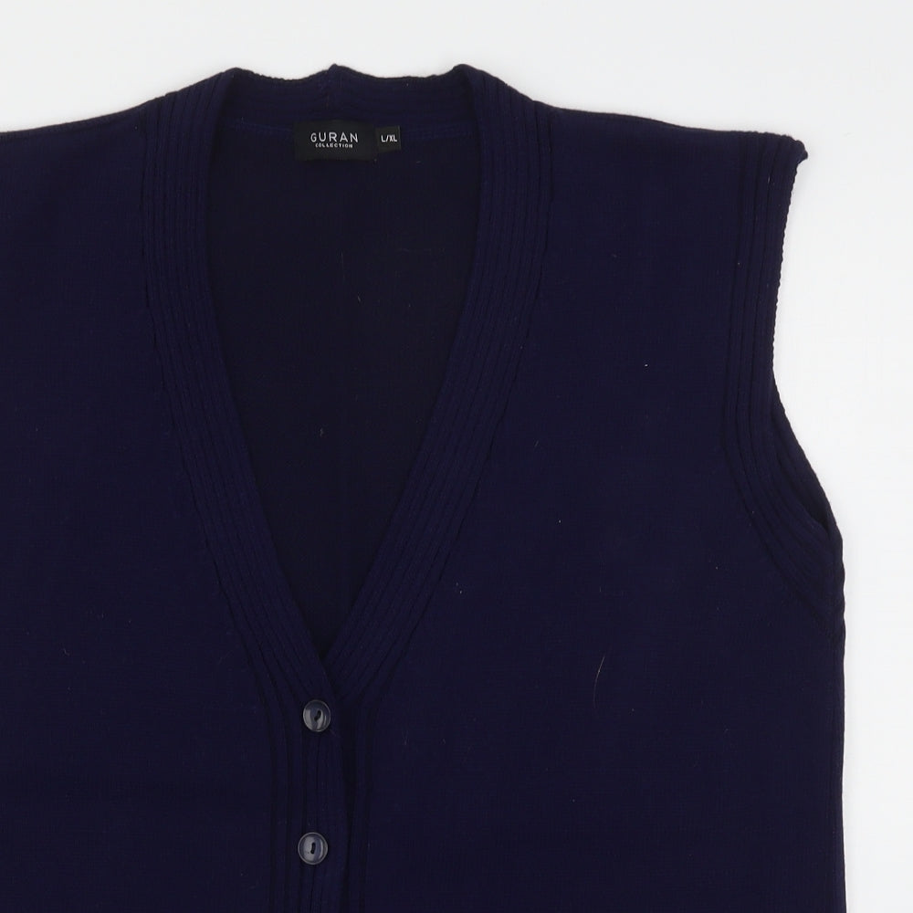 Guran Womens Blue V-Neck  Acrylic Cardigan Jumper Size L