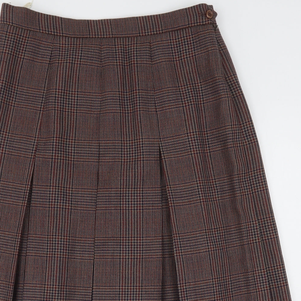 Gor Ray Womens Multicoloured Houndstooth Wool Pleated Skirt Size 18