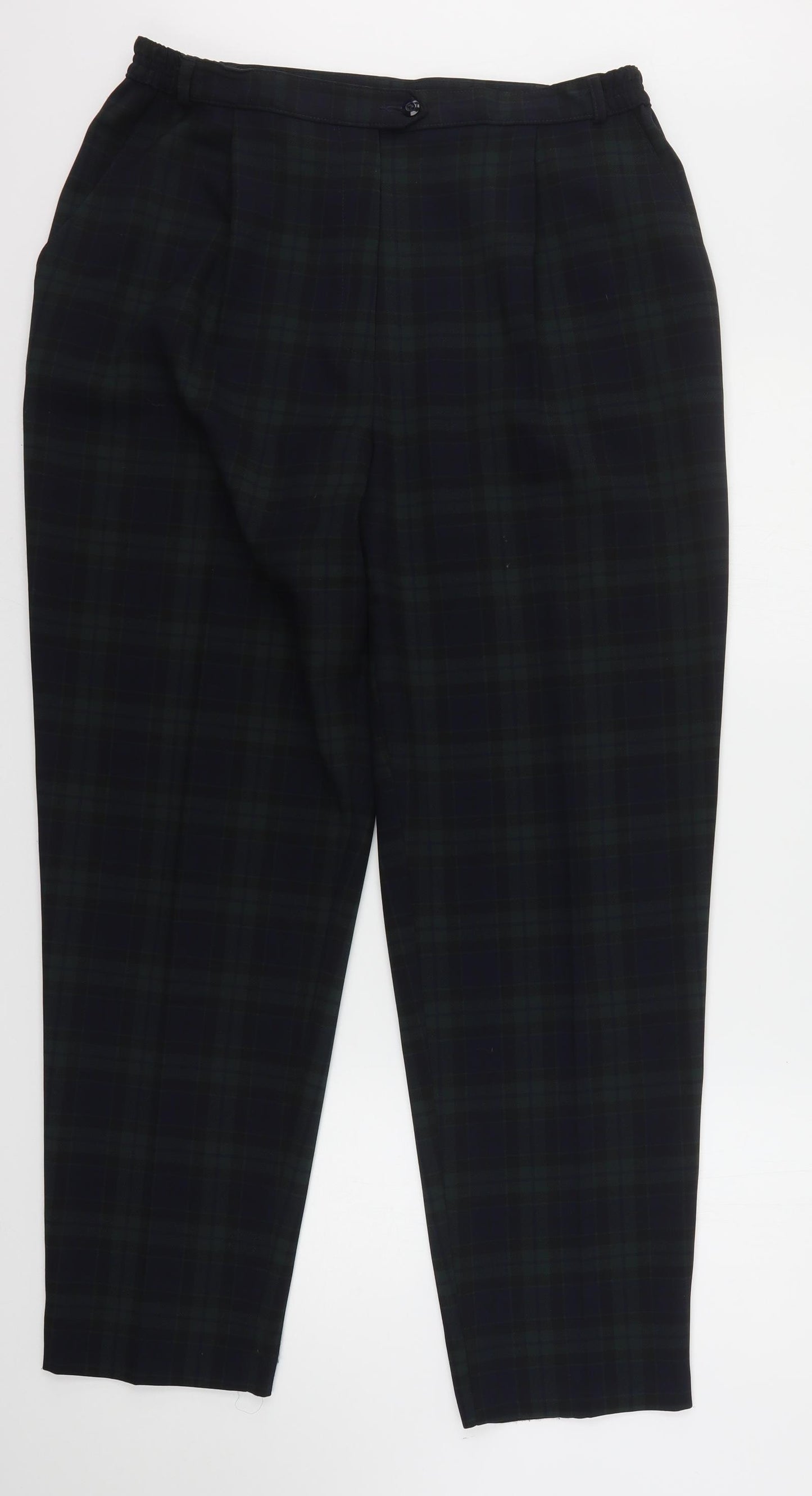 Marks and Spencer Womens Multicoloured Plaid Polyester Trousers  Size 20 L32 in Regular Button