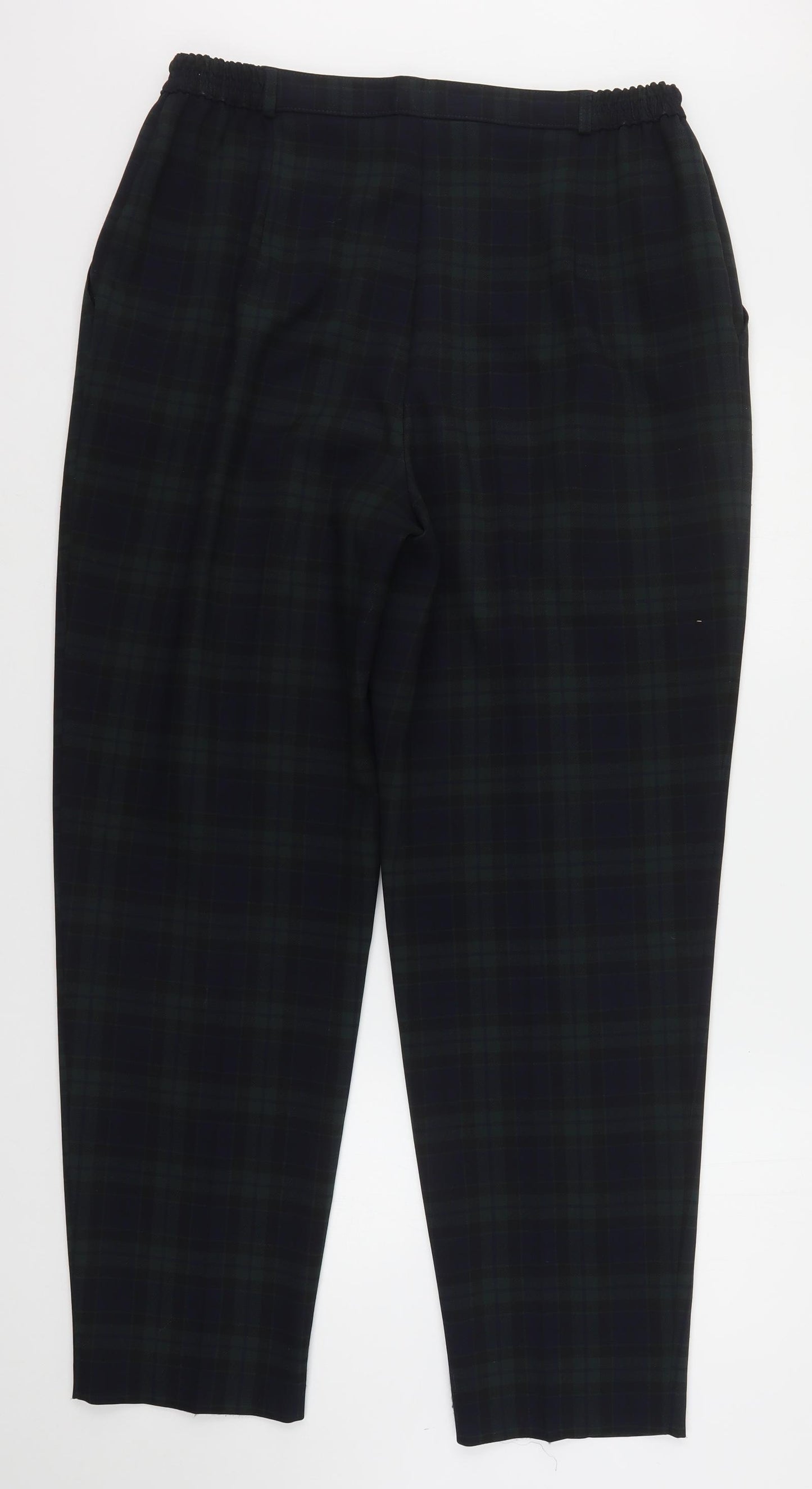 Marks and Spencer Womens Multicoloured Plaid Polyester Trousers  Size 20 L32 in Regular Button