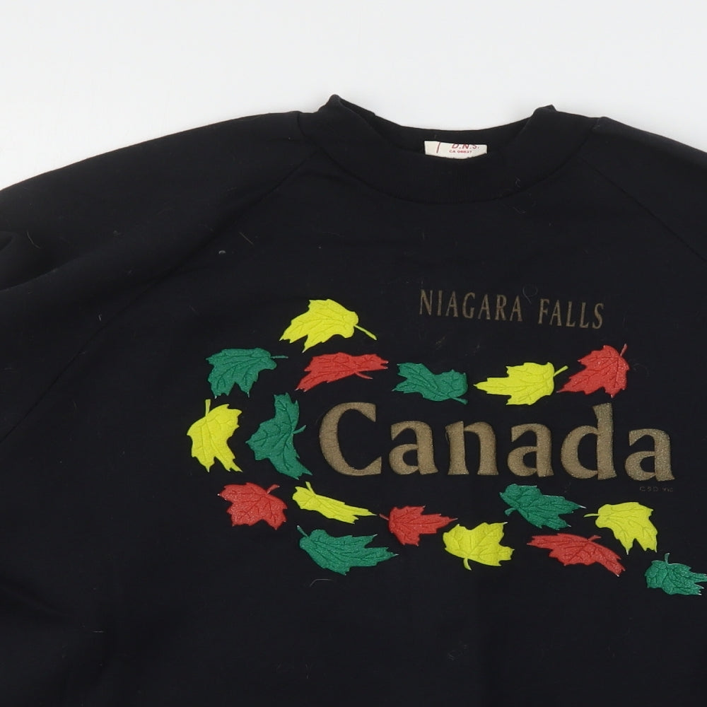 D.N.S Womens Black Floral Polyester Pullover Sweatshirt Size L   - Canada