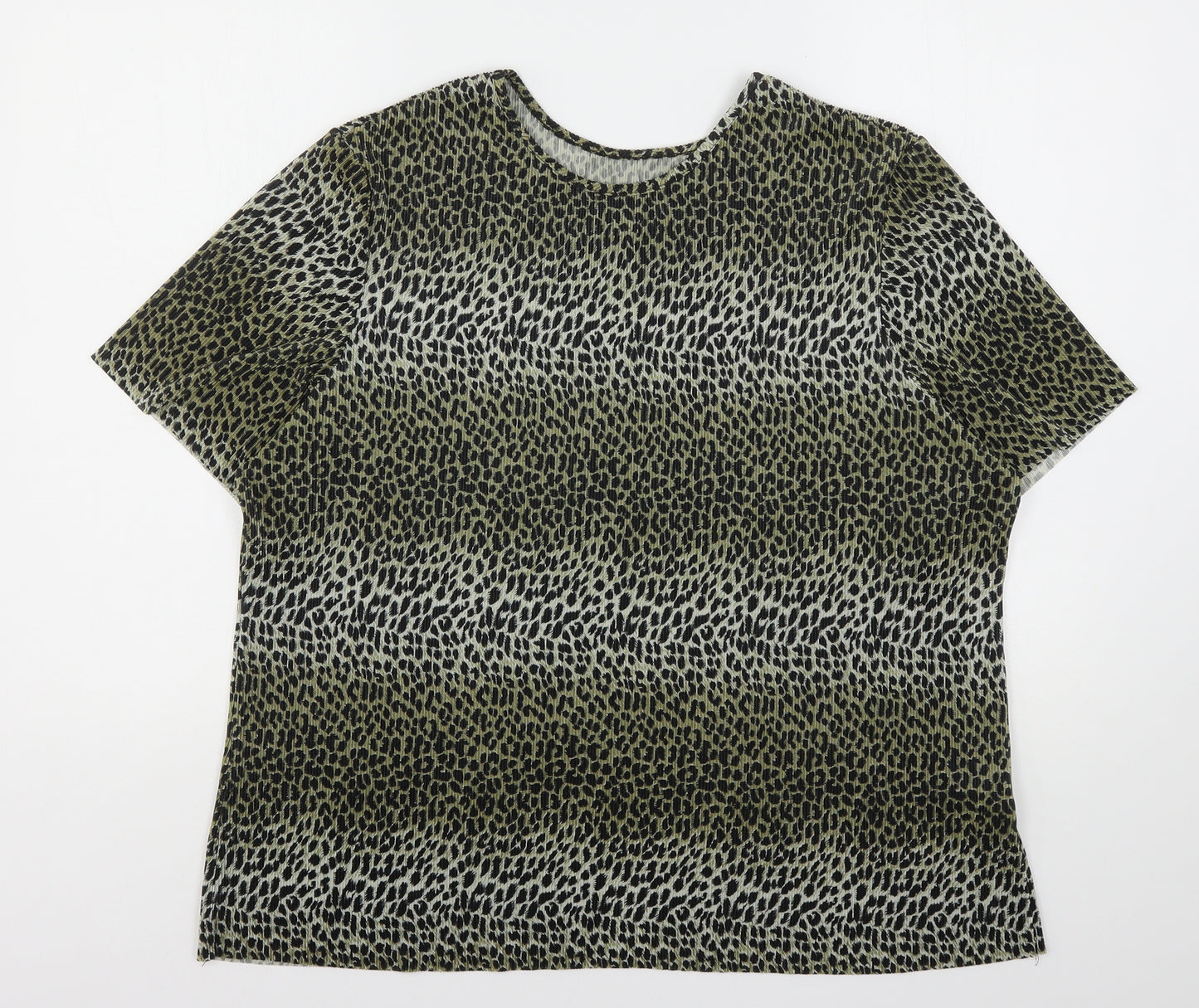 Preworn Womens Multicoloured Animal Print Polyester Basic T-Shirt Size 22 Round Neck