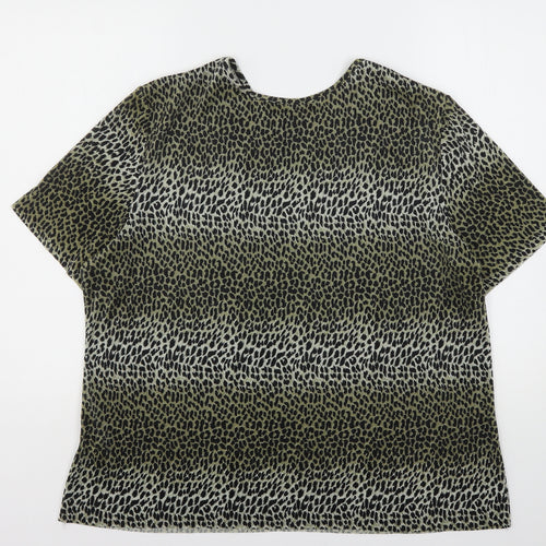 Preworn Womens Multicoloured Animal Print Polyester Basic T-Shirt Size 22 Round Neck