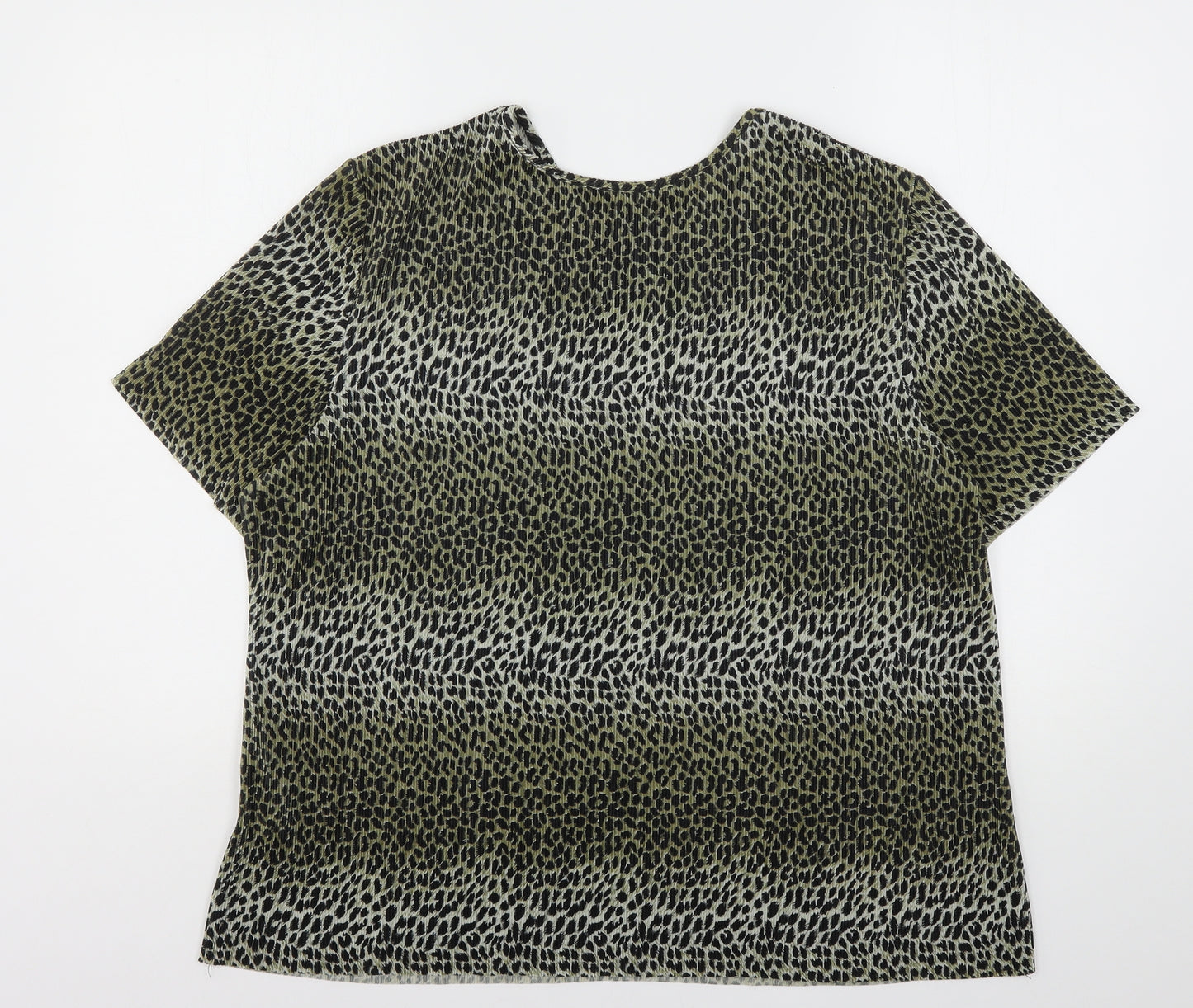 Preworn Womens Multicoloured Animal Print Polyester Basic T-Shirt Size 22 Round Neck