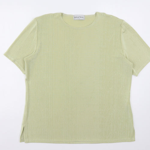 Reflections Womens Green  Polyester Basic T-Shirt Size XL Round Neck