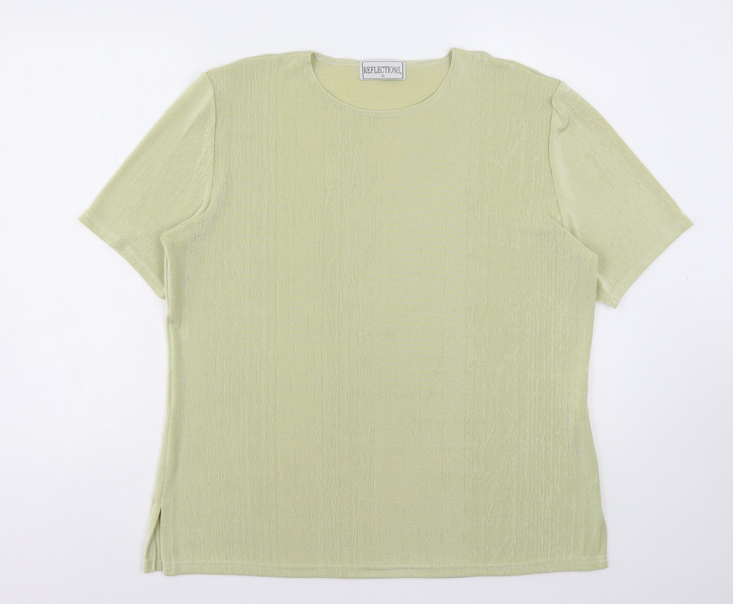 Reflections Womens Green  Polyester Basic T-Shirt Size XL Round Neck