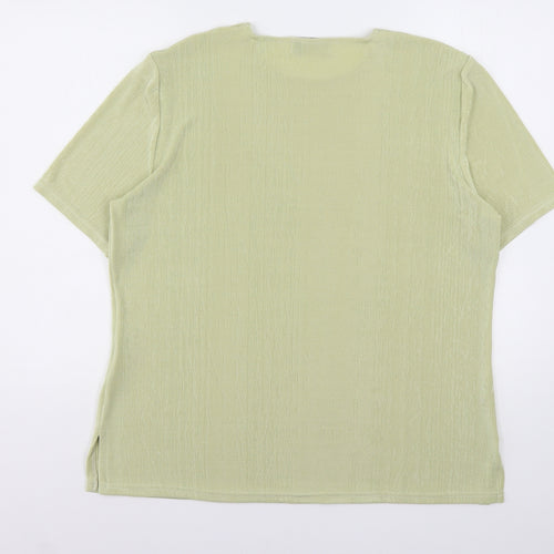 Reflections Womens Green  Polyester Basic T-Shirt Size XL Round Neck