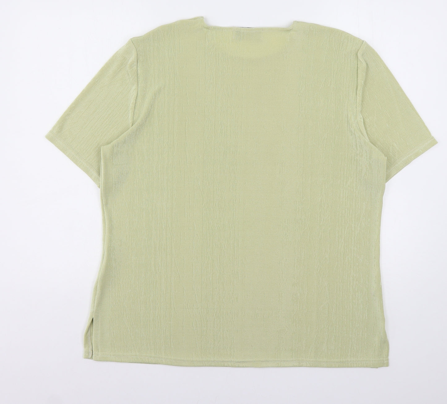 Reflections Womens Green  Polyester Basic T-Shirt Size XL Round Neck