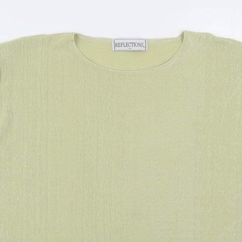 Reflections Womens Green  Polyester Basic T-Shirt Size XL Round Neck