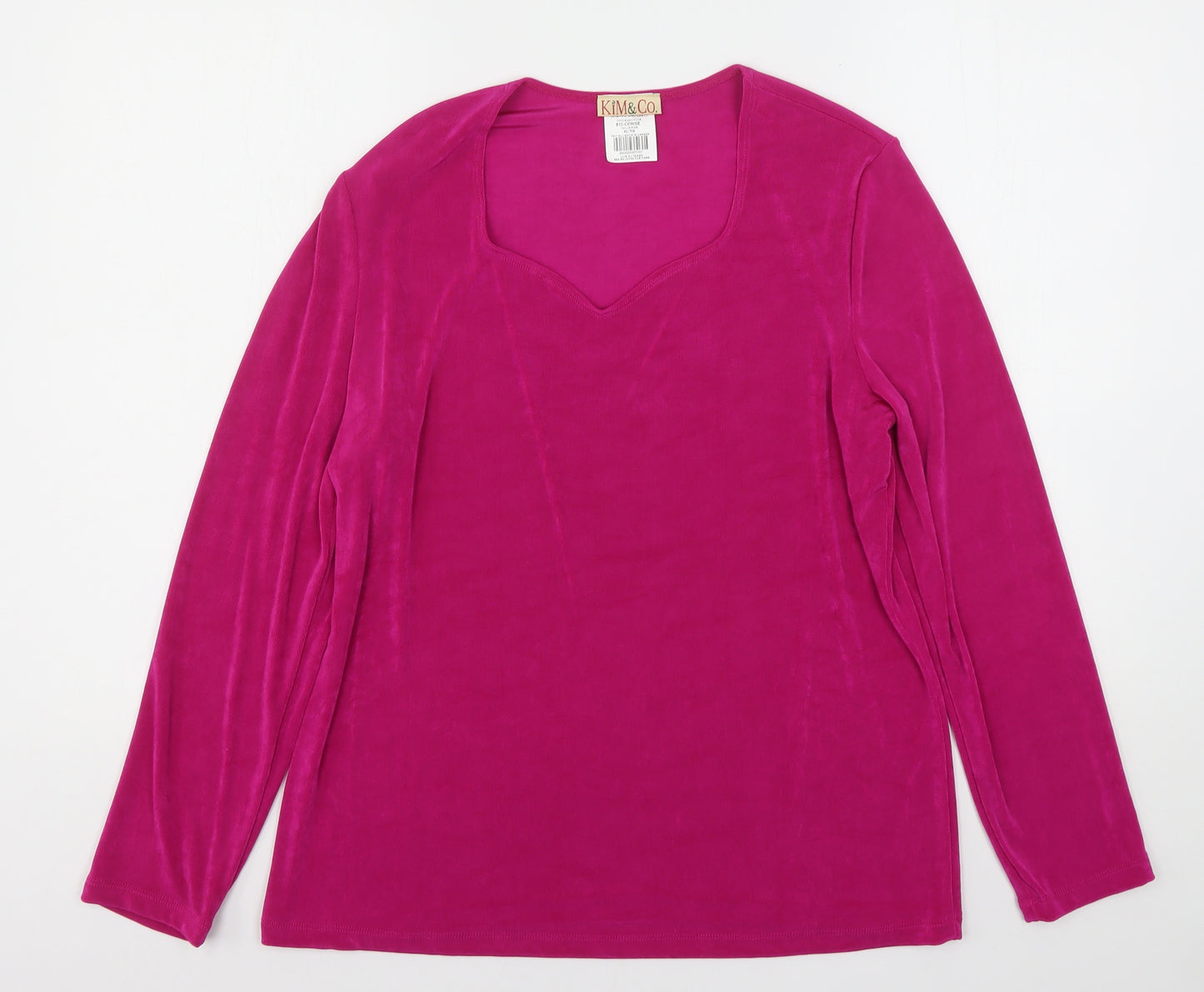 Kim & Co Womens Pink  Acetate Basic Blouse Size XL V-Neck