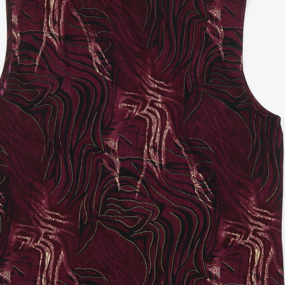 Kim & Co Womens Multicoloured Animal Print Polyester Basic Blouse Size 2XL Mock Neck