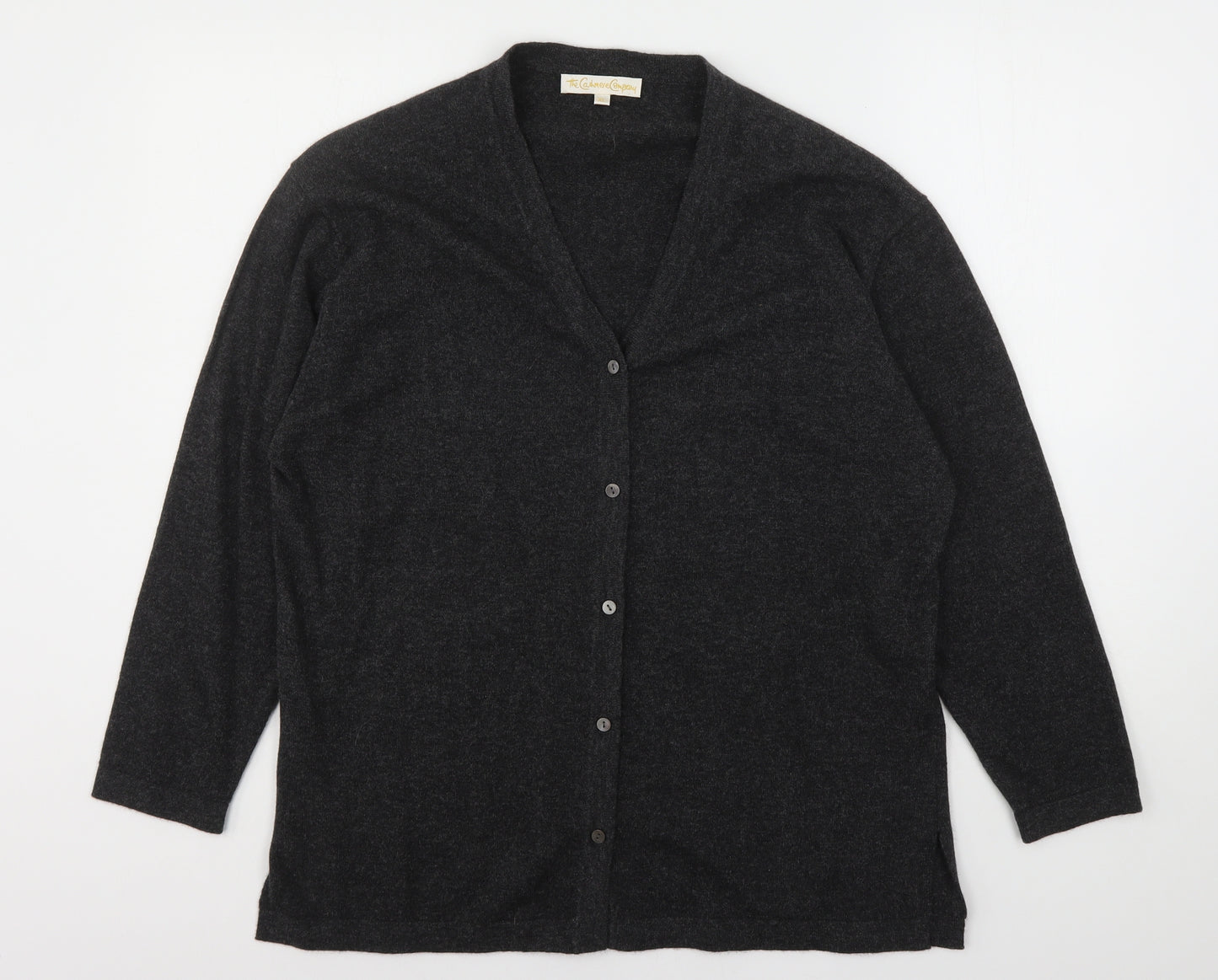 The Cashmere Company Womens Grey V-Neck  Cashmere Cardigan Jumper Size XL