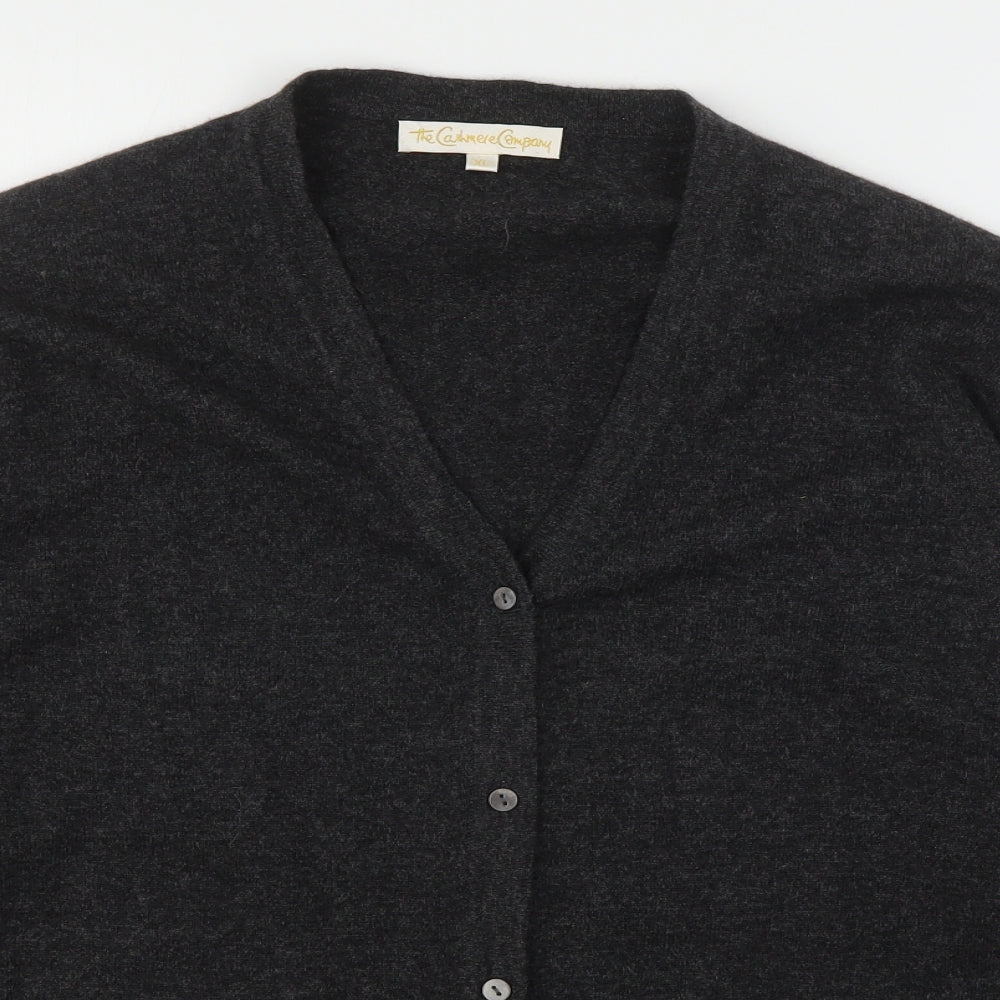 The Cashmere Company Womens Grey V-Neck  Cashmere Cardigan Jumper Size XL