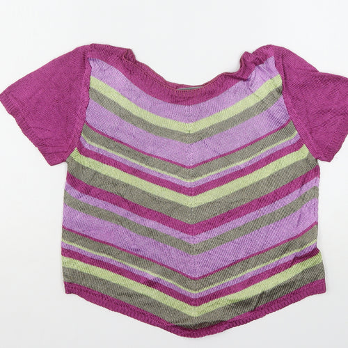 Carolle Womens Multicoloured Round Neck Striped Viscose Pullover Jumper Size 14