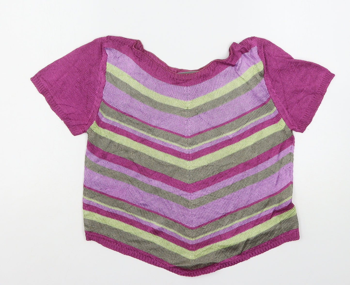 Carolle Womens Multicoloured Round Neck Striped Viscose Pullover Jumper Size 14