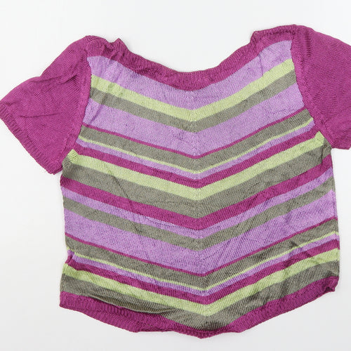 Carolle Womens Multicoloured Round Neck Striped Viscose Pullover Jumper Size 14