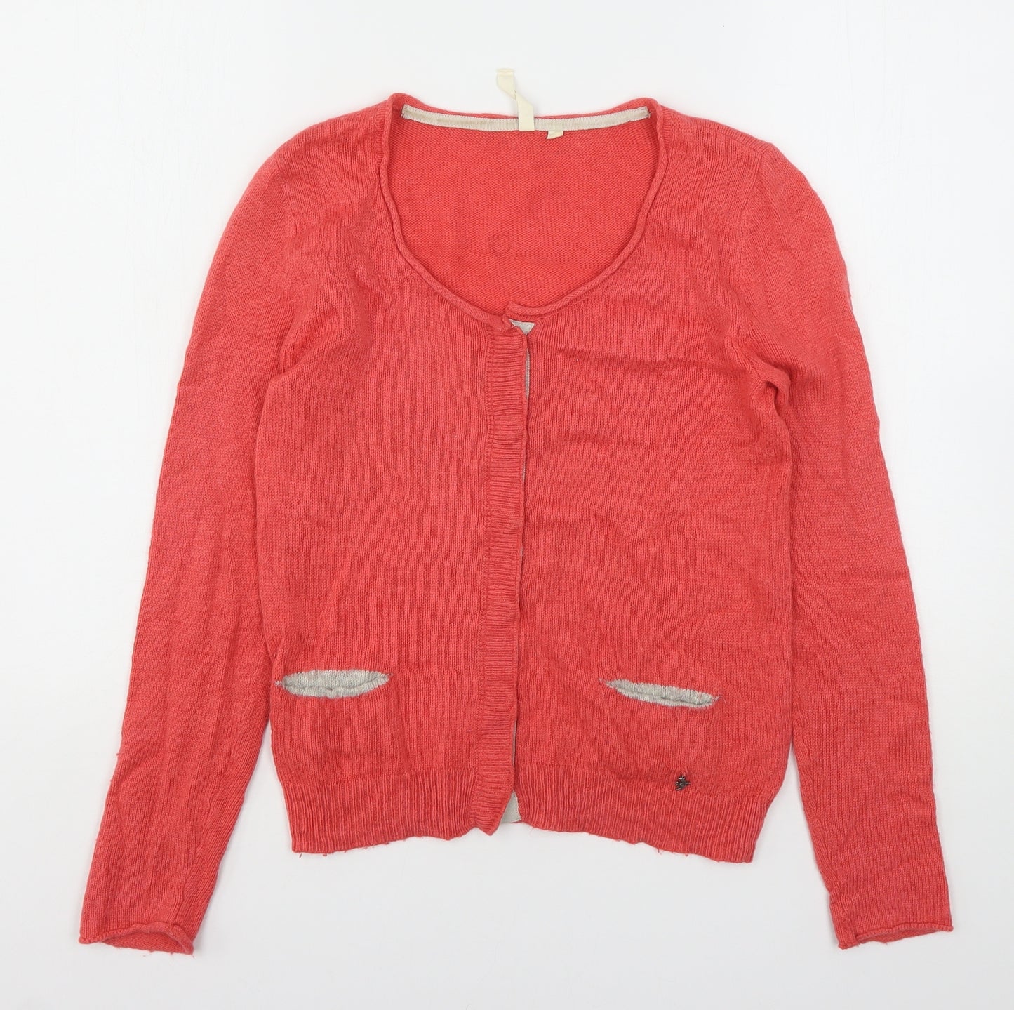 White Stuff Womens Pink V-Neck  Nylon Cardigan Jumper Size 8