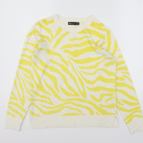 Marks and Spencer Womens Multicoloured Round Neck Animal Print Polyester Pullover Jumper Size 10