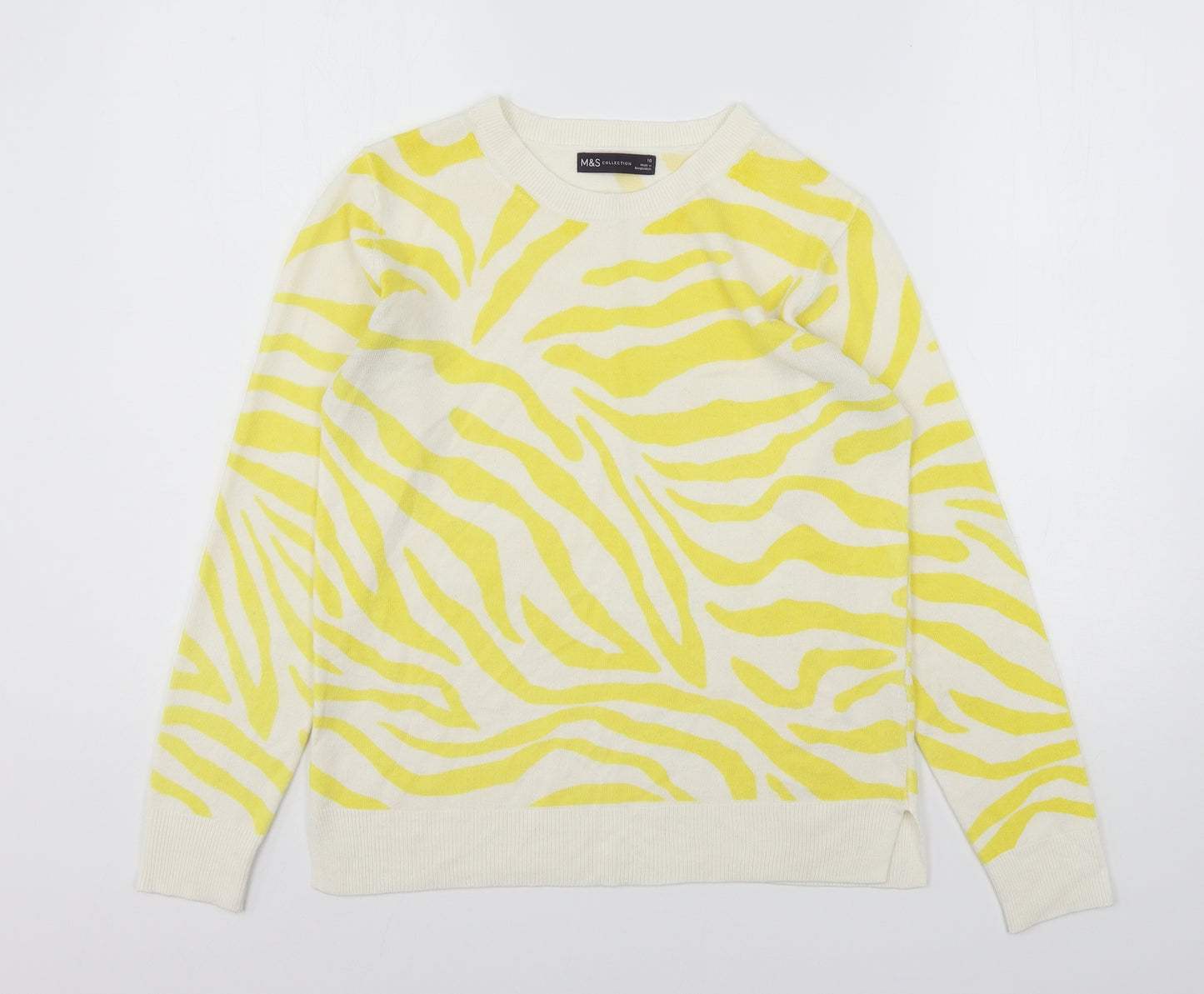 Marks and Spencer Womens Multicoloured Round Neck Animal Print Polyester Pullover Jumper Size 10