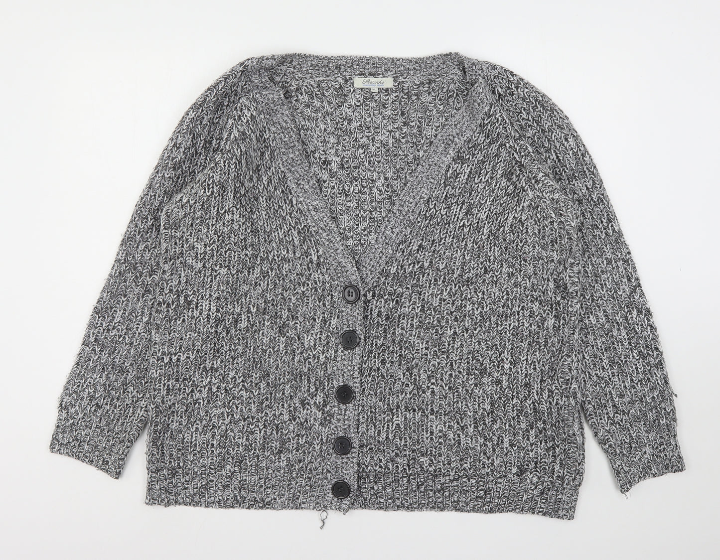 Peacocks Womens Grey V-Neck  Acrylic Cardigan Jumper Size XL