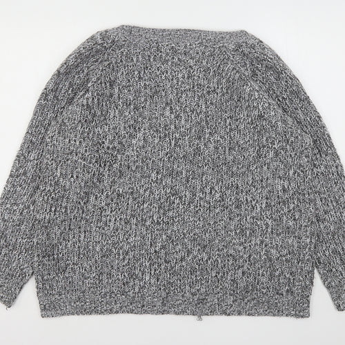 Peacocks Womens Grey V-Neck  Acrylic Cardigan Jumper Size XL