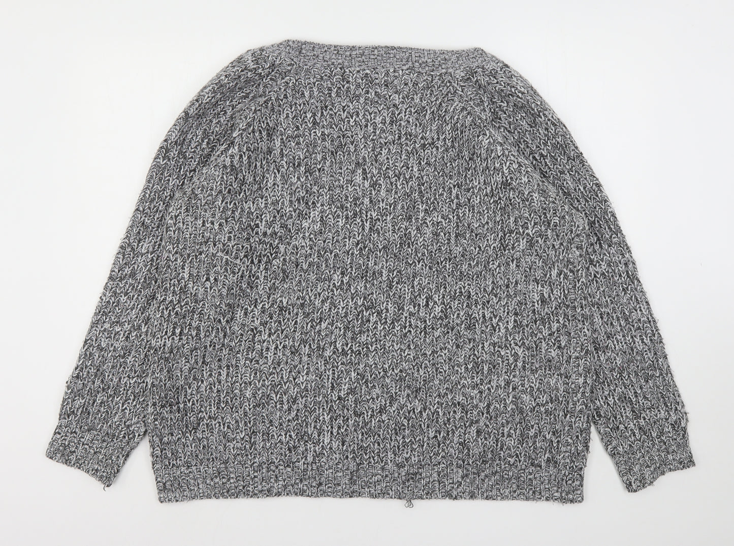 Peacocks Womens Grey V-Neck  Acrylic Cardigan Jumper Size XL