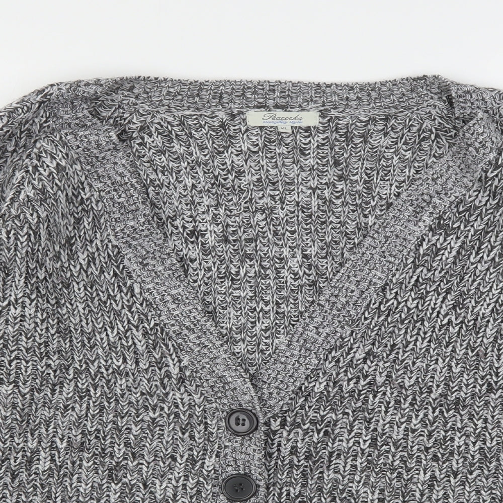 Peacocks Womens Grey V-Neck  Acrylic Cardigan Jumper Size XL