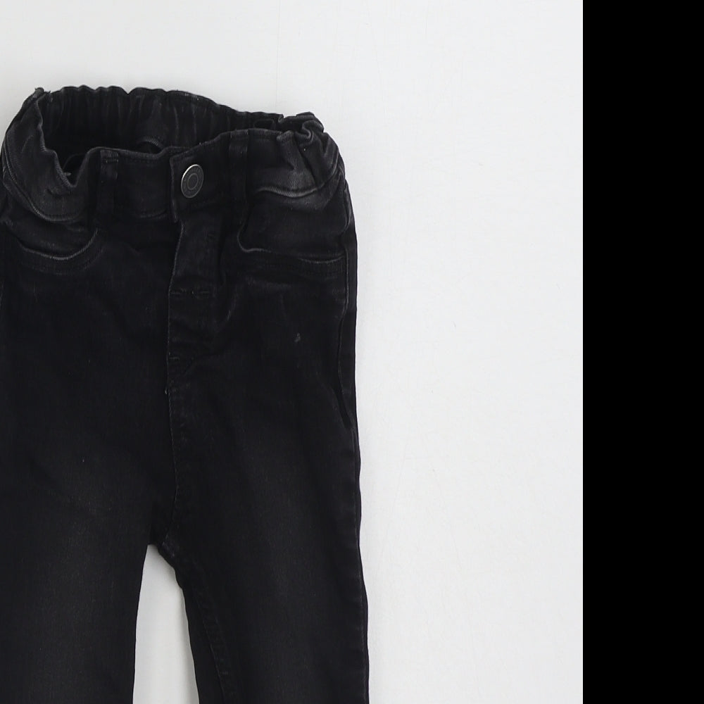 H&M Boys Black  Cotton Skinny Jeans Size 2-3 Years  Slim Button