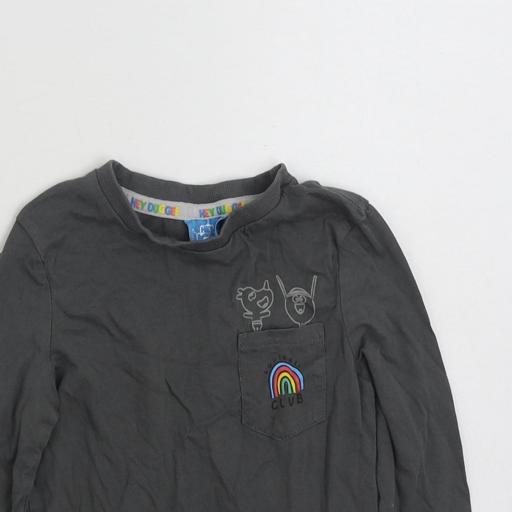 George Boys Grey  100% Cotton Basic T-Shirt Size 3-4 Years Crew Neck Pullover - Hey Duggee