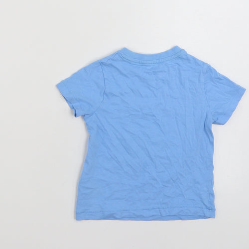 Marks and Spencer Boys Blue  100% Cotton Basic T-Shirt Size 2-3 Years Crew Neck Pullover - Turtley Amazing!