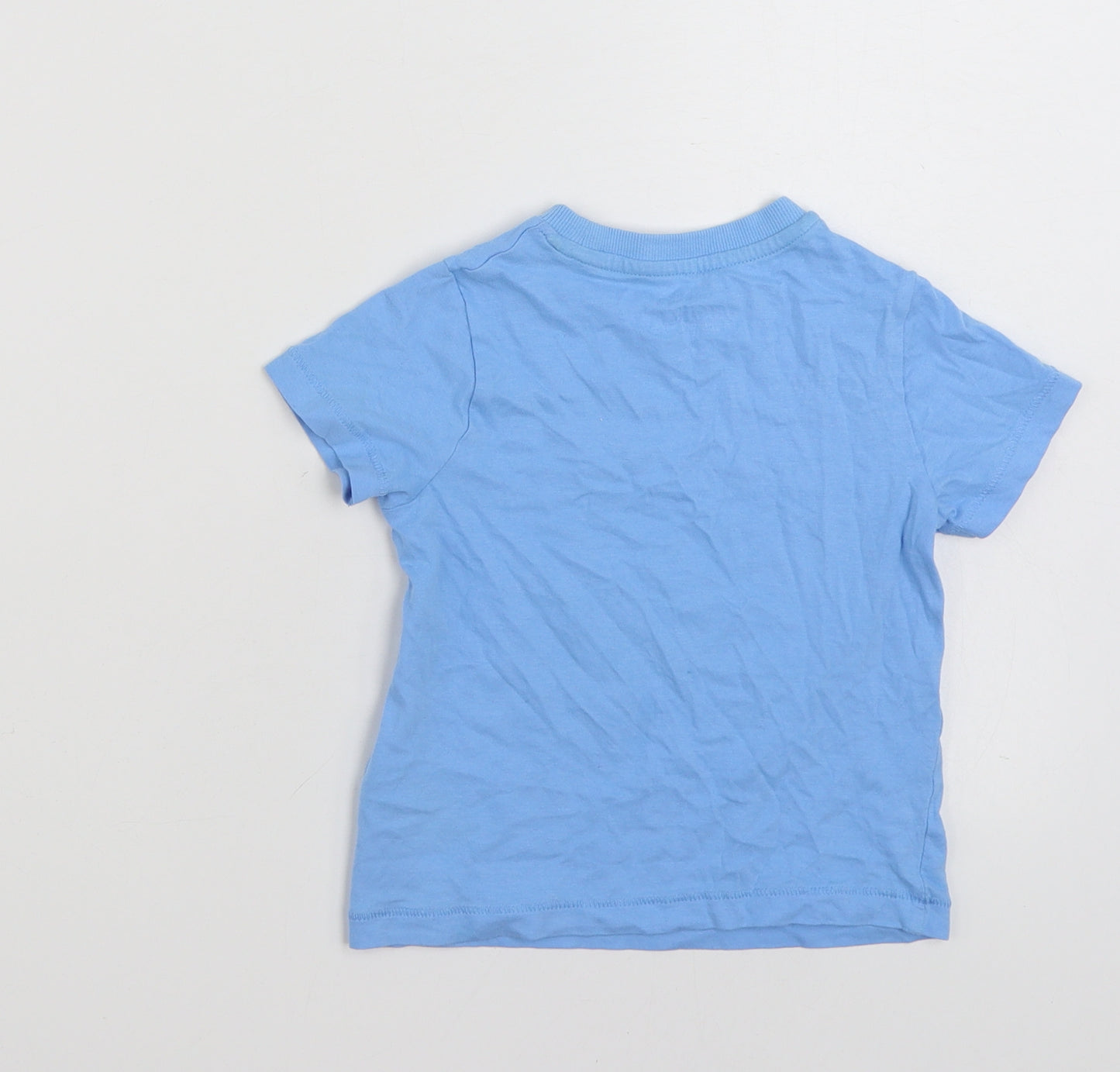 Marks and Spencer Boys Blue  100% Cotton Basic T-Shirt Size 2-3 Years Crew Neck Pullover - Turtley Amazing!