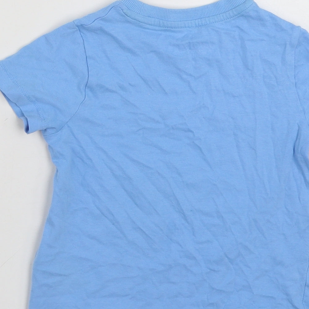 Marks and Spencer Boys Blue  100% Cotton Basic T-Shirt Size 2-3 Years Crew Neck Pullover - Turtley Amazing!