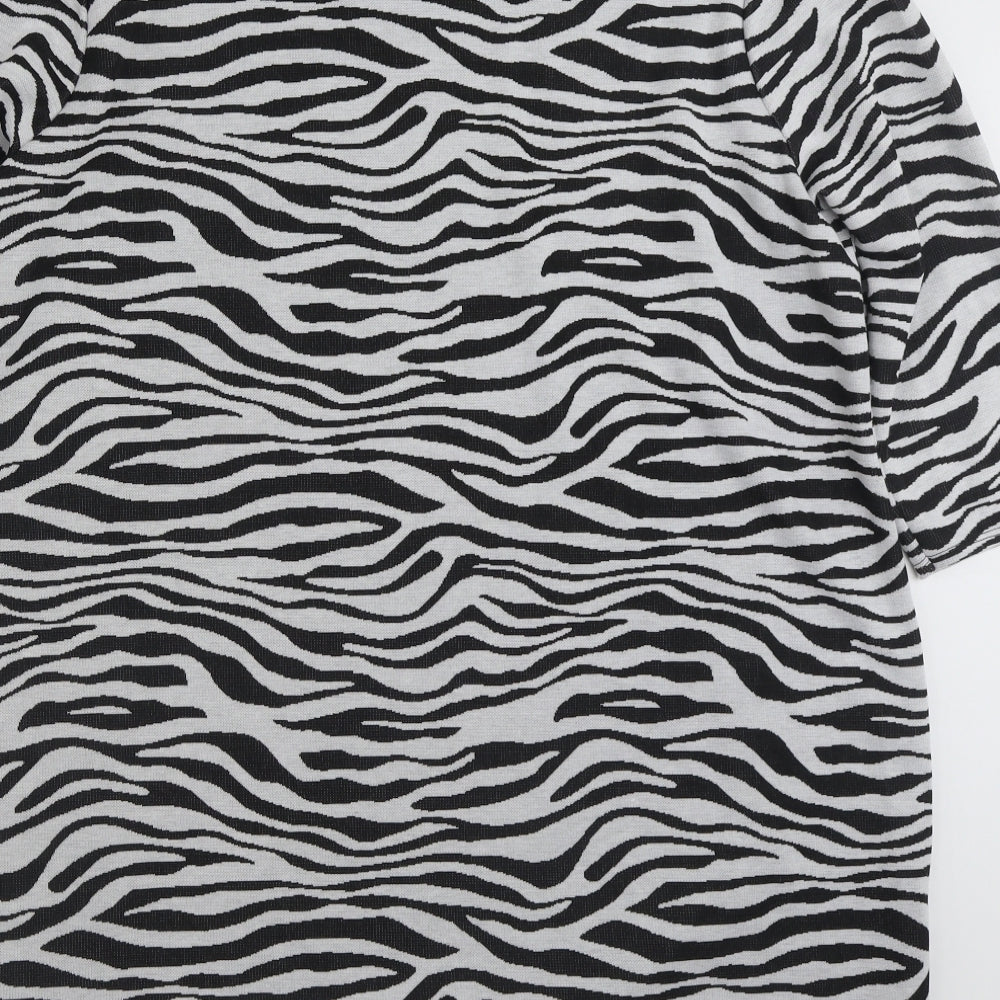 Papaya Womens Grey Animal Print Polyester Jumper Dress  Size 20  Boat Neck Pullover