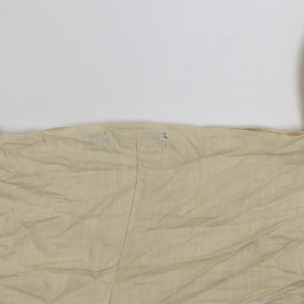 PRETTYLITTLETHING Womens Beige  Linen Cropped Blouse Size 16 Square Neck