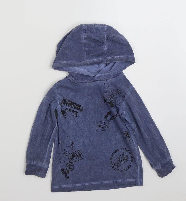 Matalan Boys Blue 100% Cotton Pullover Hoodie Size 2-3 Years Pullover - Adventure Crew