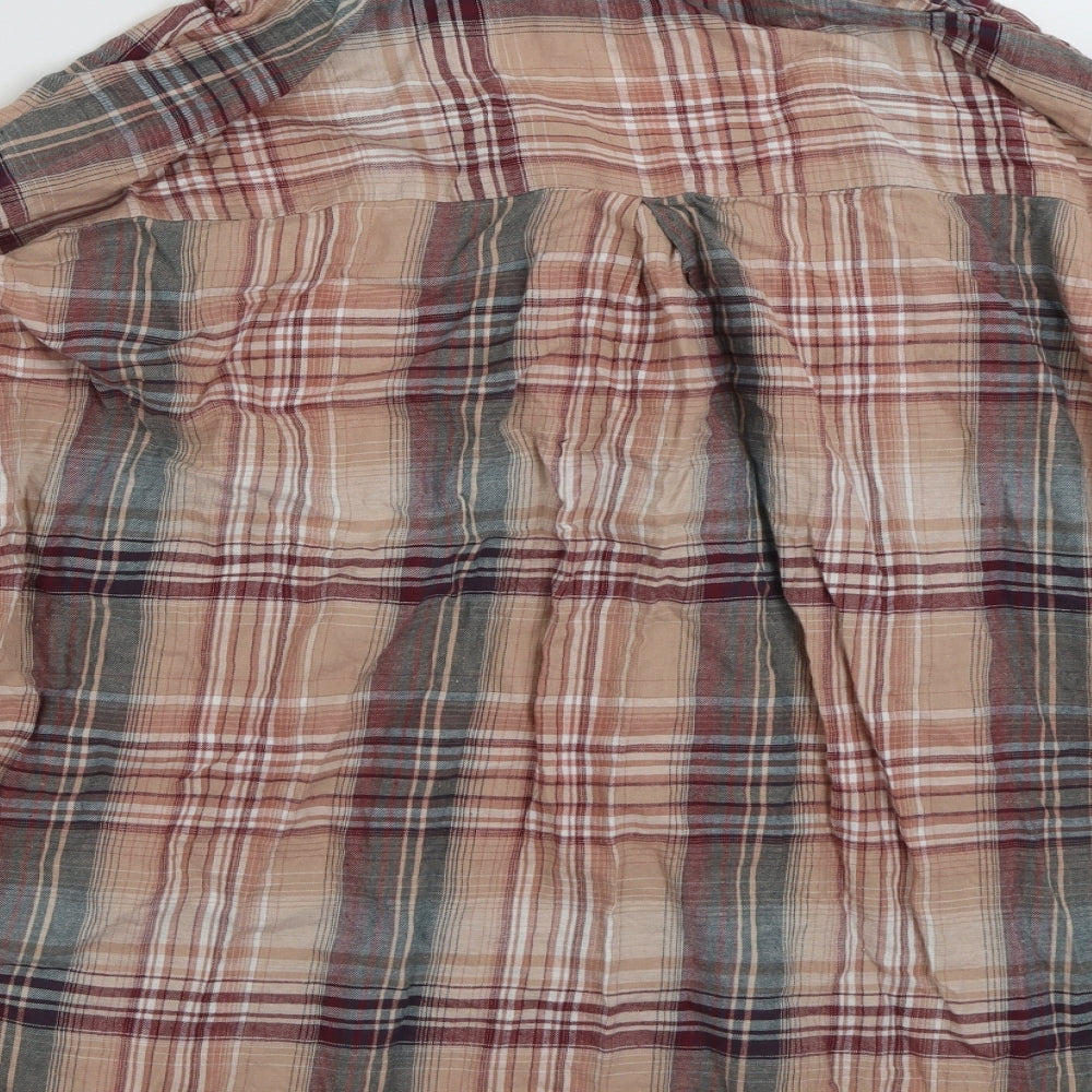 Primark Womens Multicoloured Plaid 100% Cotton Basic Button-Up Size 20 Collared