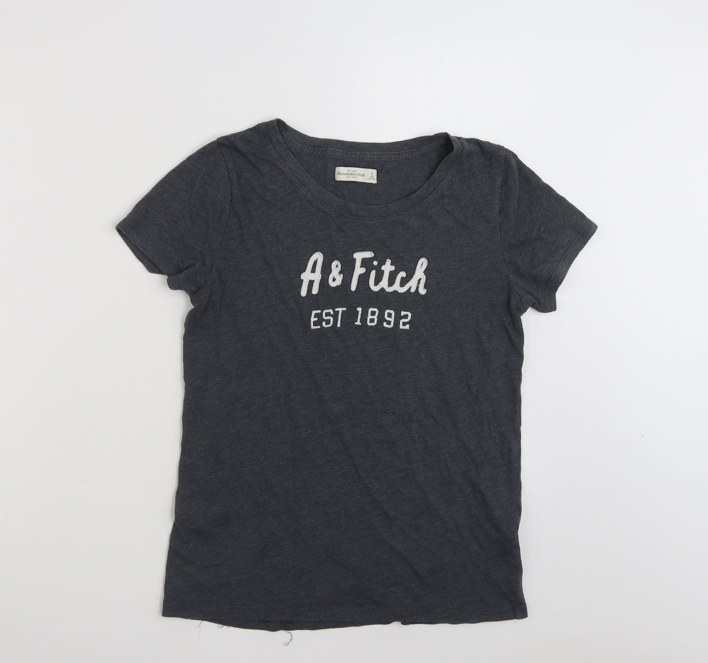 Abercrombie & Fitch Womens Grey  Cotton Basic T-Shirt Size S Crew Neck
