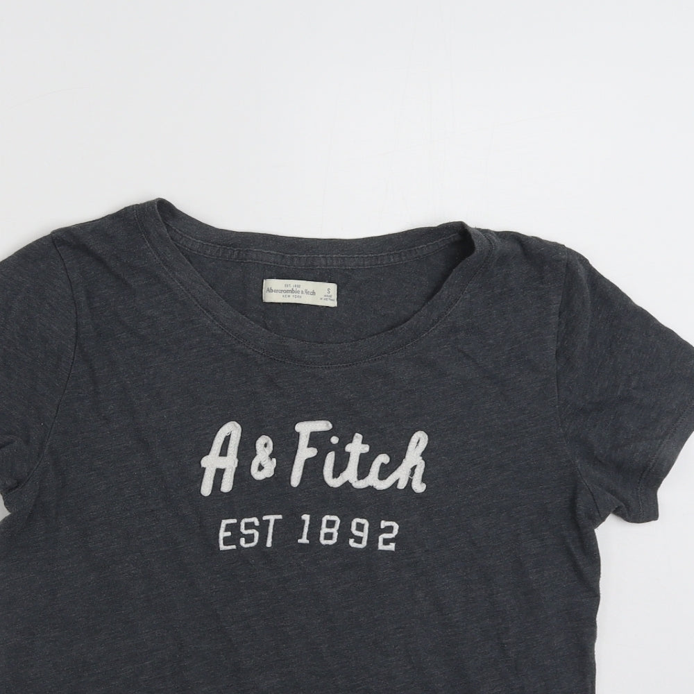 Abercrombie & Fitch Womens Grey  Cotton Basic T-Shirt Size S Crew Neck