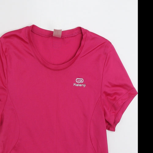 Kalenji Womens Pink  Polyester Jersey T-Shirt Size XS Scoop Neck Pullover